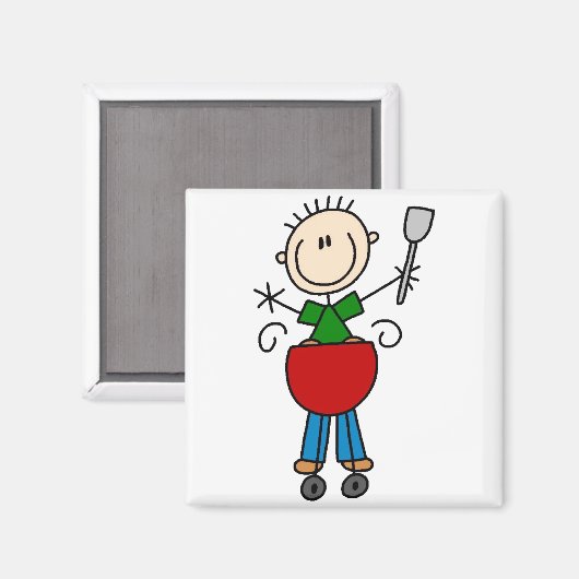 Barbeque Strichmännchen Magnet (Vorderseite/Rückseite)