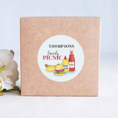 Barbeque Typografy Family Wiedersehen Picnic Runder Aufkleber