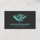 Barber Aquamarin Razor & Rose Logo Barbershop Dunk Visitenkarte (Vorderseite)