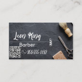 Barber Barbershop Beruflich QR Gray Visitenkarte (Rückseite)