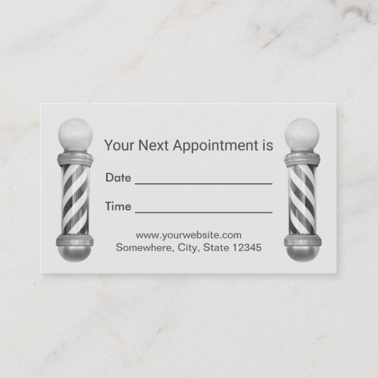 Barber Barbershop Hair Stylist BW Ernennung Terminkarte (Rückseite)