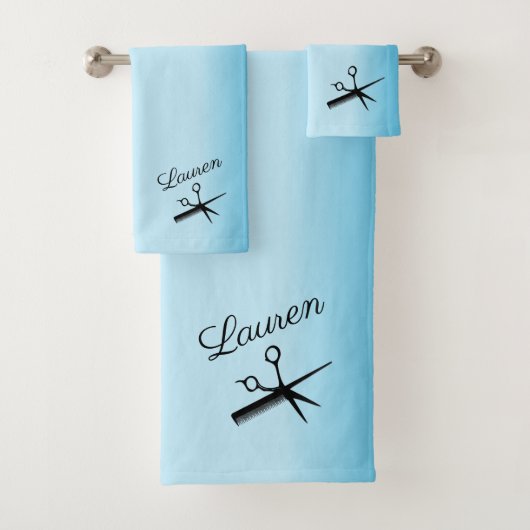 Barber Beautician Design Blue Badhandtuch Set (Insitu)