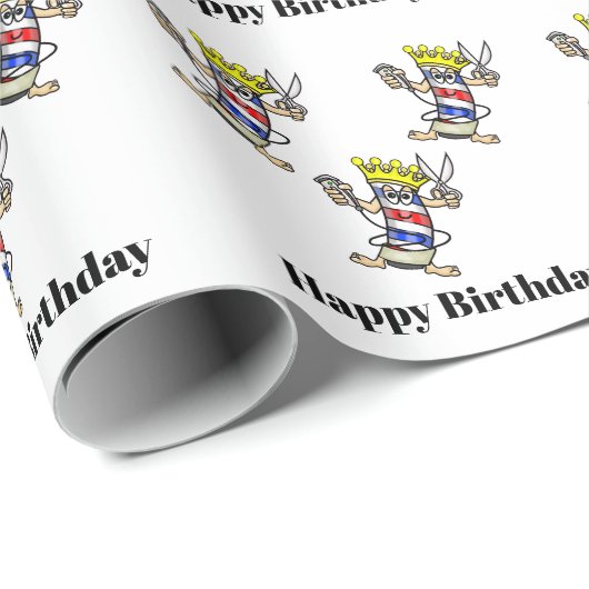 Barber Birthday Wrapping Paper Geschenkpapier (Rolleneckpunkt)
