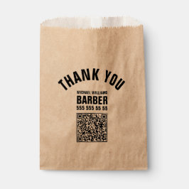 Barber Black Bold Typografy QR-Code Geschenktütchen