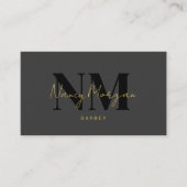 Barber Black Gold Monogramm QR-Code-Logo Visitenkarte (Vorderseite)