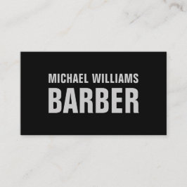 Barber Black Gray Bold Typografy Business Card Visitenkarte