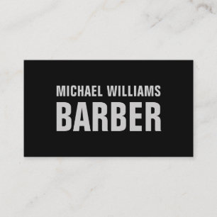 Barber Black Gray Bold Typografy Business Card Visitenkarte
