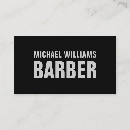 Barber Black Gray Bold Typografy Business Card Visitenkarte (Vorderseite)