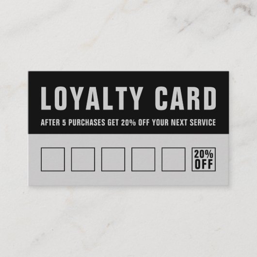 Barber Black Gray Bold Typografy Loyalty Card Treuekarte (Vorderseite)