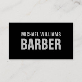 Barber Black Gray Bold Typografy QR Code Visitenkarte