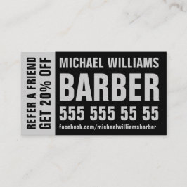 Barber Black Gray Bold Typografy Referrkarte Empfehlungskarte