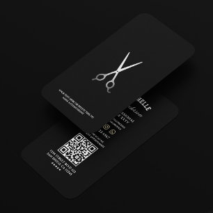 Barber Black Silber Schere Minimal Barbershop Visitenkarte