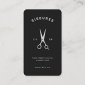 Barber Black Silver Scissors Barbershop Minimal Visitenkarte (Vorderseite)
