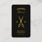 Barber Black Yellow Barbershop Scissors Modern Visitenkarte (Vorderseite)