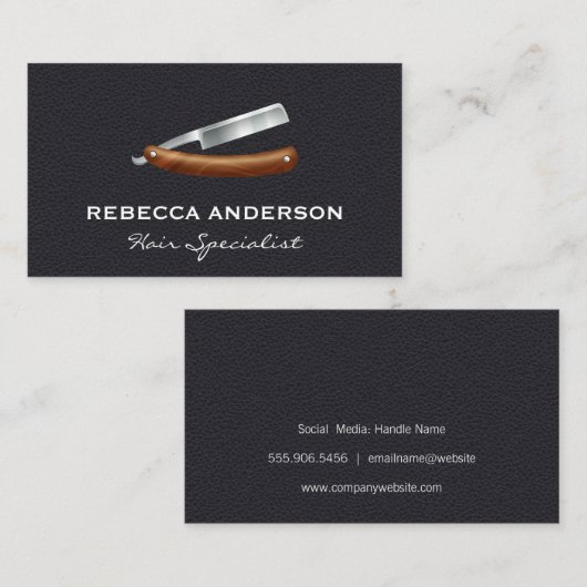 Barber Blade | Lederuntergrund Visitenkarte (Vorne/Hinten)
