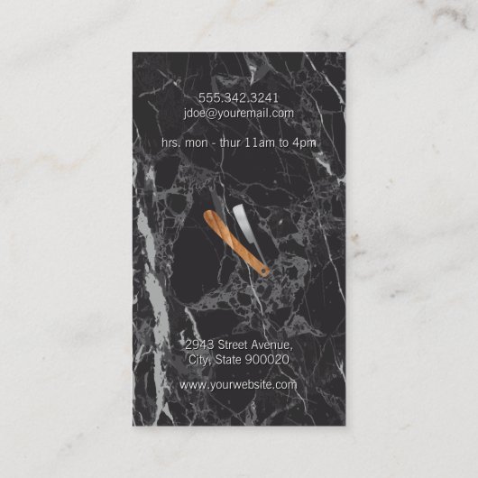 Barber Blade | Schwarzer Marmor Visitenkarte (Rückseite)