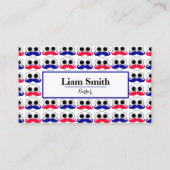 Barber Blue Red Bard Wiederholung Muster Business  Visitenkarte (Vorderseite)