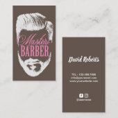 Barber Brown Pink Typografie Visitenkarte (Vorne/Hinten)