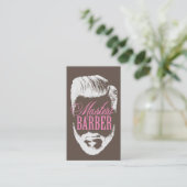 Barber Brown Pink Typografie Visitenkarte (Stehend Vorderseite)