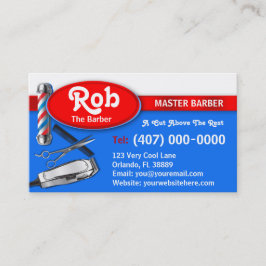 Barber Business Card (Barber Pol und Clippers) Visitenkarte