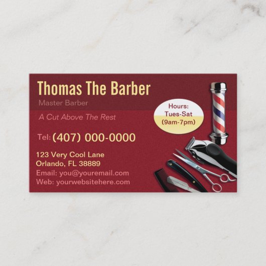 Barber Business Card (Barbershop Pol - Clippers) Visitenkarte (Vorderseite)
