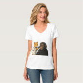 Barber Cat & Chill Gorilla Sticker T-Shirt (Vorderseite Vollansicht)