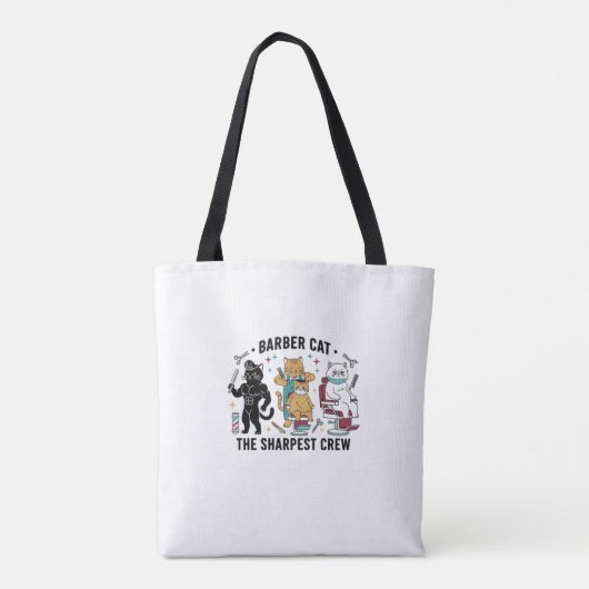 Barber Cat Sharpest Crew - Premium Artistic Tote B Tasche (Rückseite)