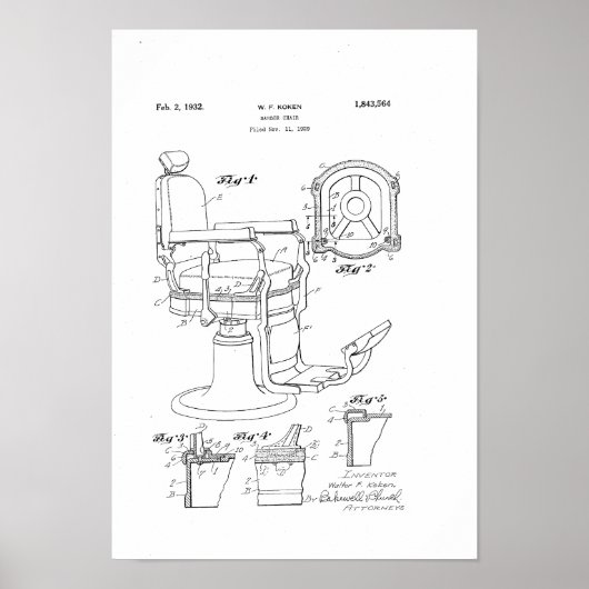 Barber Chair Patent Print Barber Shop Deco Poster (Vorne)