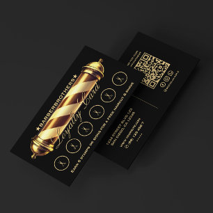 Barber Classic Gold Pole Barbershop Rewards Treuep Visitenkarte