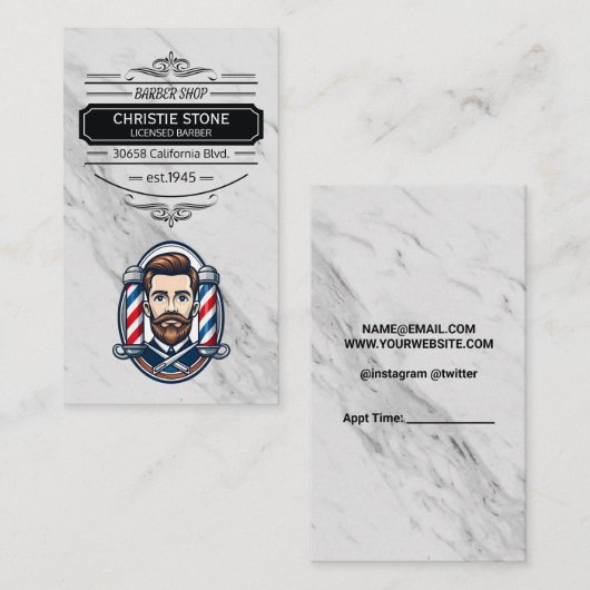 Barber Clean Cut | Barber Poles Visitenkarte (Vorne/Hinten)