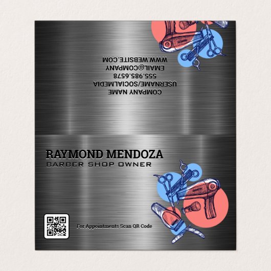 Barber Clippers | QR-Code | Schere Visitenkarten (Außenseite Aufgefaltet)