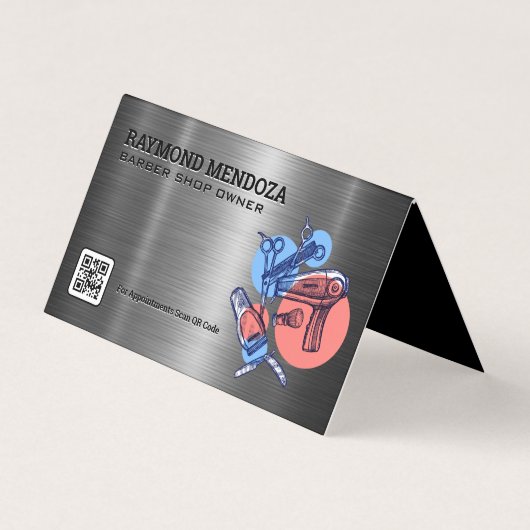 Barber Clippers | QR-Code | Schere Visitenkarten (Vorderseite)