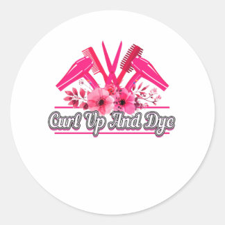 Barber Design, Scissors, Comb, Hair Dryer Runder Aufkleber