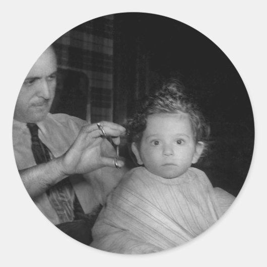 Barber - Erster Haarschnitt Runder Aufkleber (Vorderseite)