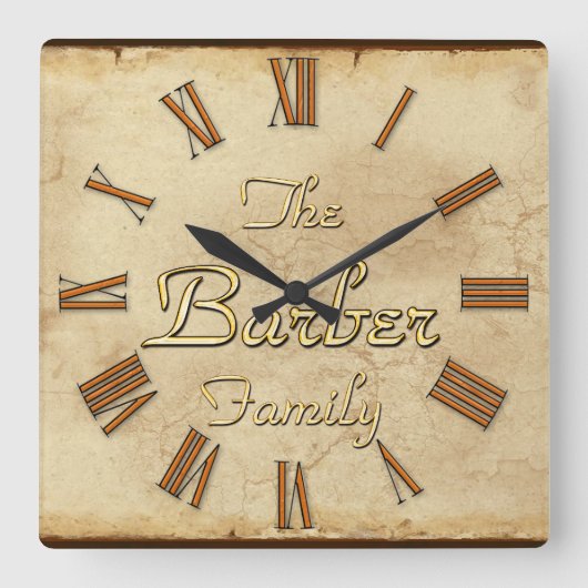 BARBER Family Clan Wiedersehen benutzerdefinierte  Quadratische Wanduhr (Vorderseite)