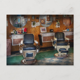 Barber - Frankreich, NJ - Zwei alte Friseurstühle  Postkarte