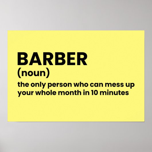 Barber Funny Definition Wall Art Poster (Vorne)