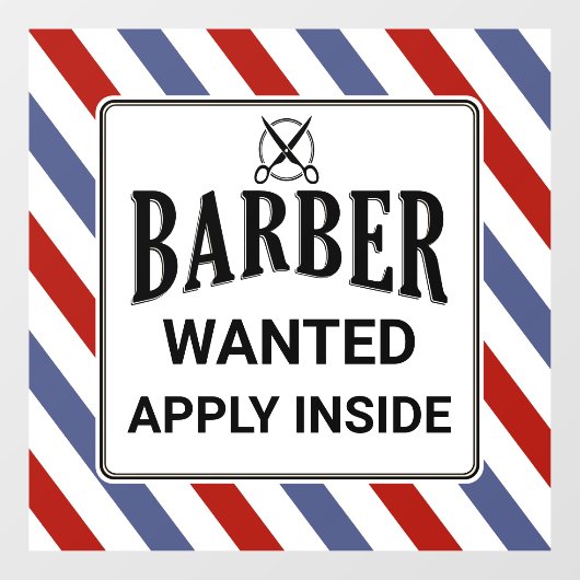 Barber Gewollt In Barbershop-Hilfe anwenden Gewoll Fensteraufkleber (Blatt)