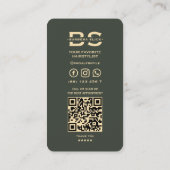 Barber Gold Scissors Friseur Grüne Moderne Visitenkarte (Rückseite)