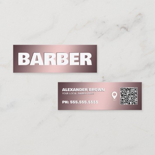 Barber Google Maps QR Mini Visitenkarte (Vorne/Hinten)