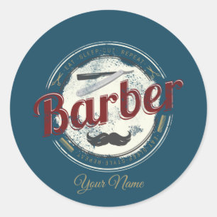 Barber Hair Hustler Friseur Retro Friseur Runder Aufkleber