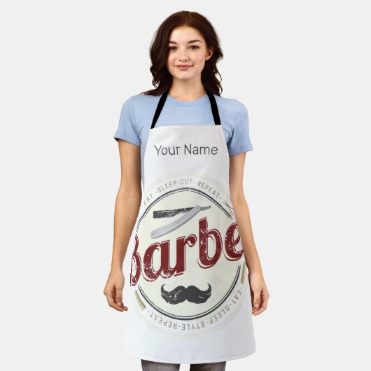 Barber Hair Hustler Friseur Retro Friseur Schürze (Getragen)