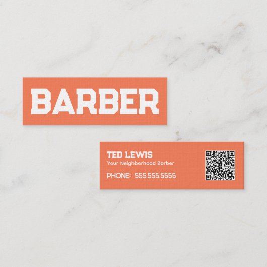 Barber Hair Peach Fuzz QR Mini Visitenkarte (Vorne/Hinten)