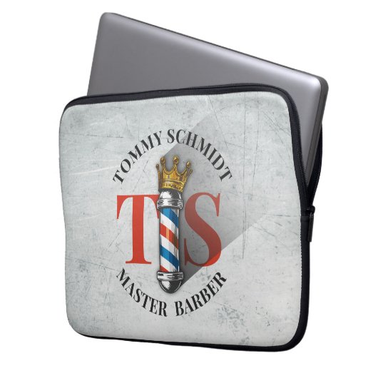 Barber Hair Shop King Crown Barber Pole Hair Salon Laptopschutzhülle (Vorderseite Links)