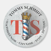Barber Hair Shop King Crown Barber Pole Hair Salon Magnet (Vorne)