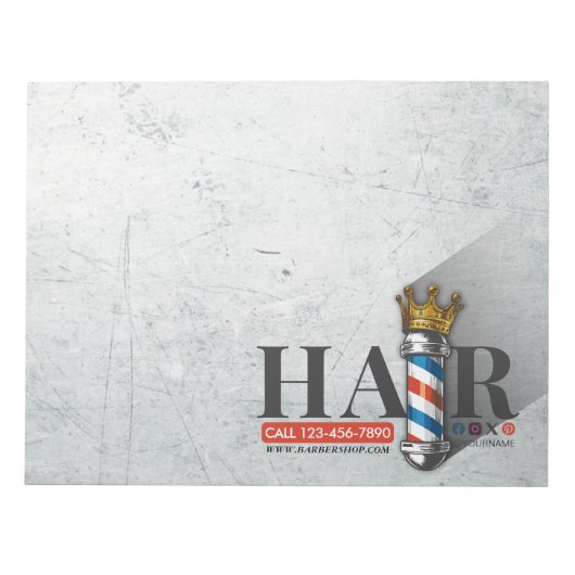 Barber Hair Shop King Crown Barber Pole Hair Salon Notizblock (Vorderseite)