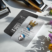 Barber Hair Shop Royal Crown Barber Pole QR Code Visitenkarte