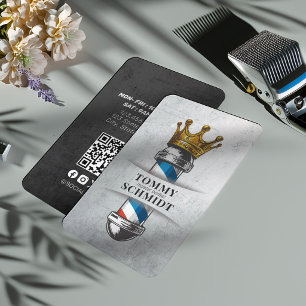 Barber Hair Shop Royal Crown Barber Pole QR Code Visitenkarte