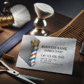 Barber Hair Shop Royal Crown Barber Pole QR Code Visitenkarte