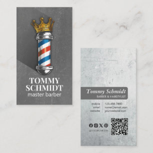 Barber Hair Shop Royal Crown Barberstange QR-Code Visitenkarte